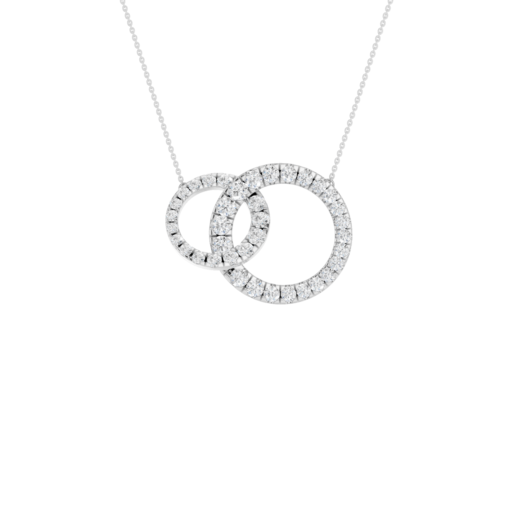 14K White Gold Interlink Circle Pendant
