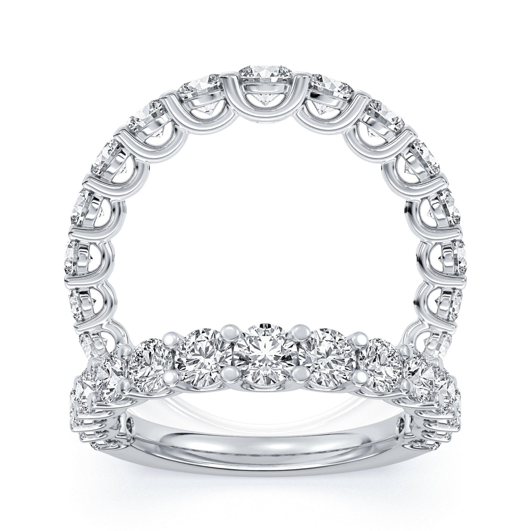 14K Diamond Wedding Band Featuring 15 Round Diamonds