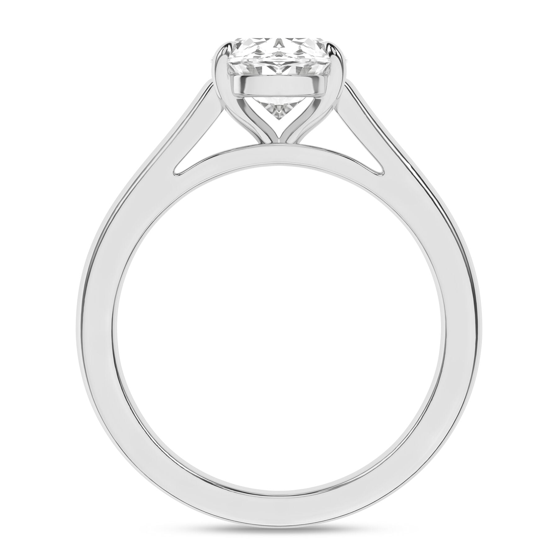 14K White Gold Oval Solitaire Engagement Ring