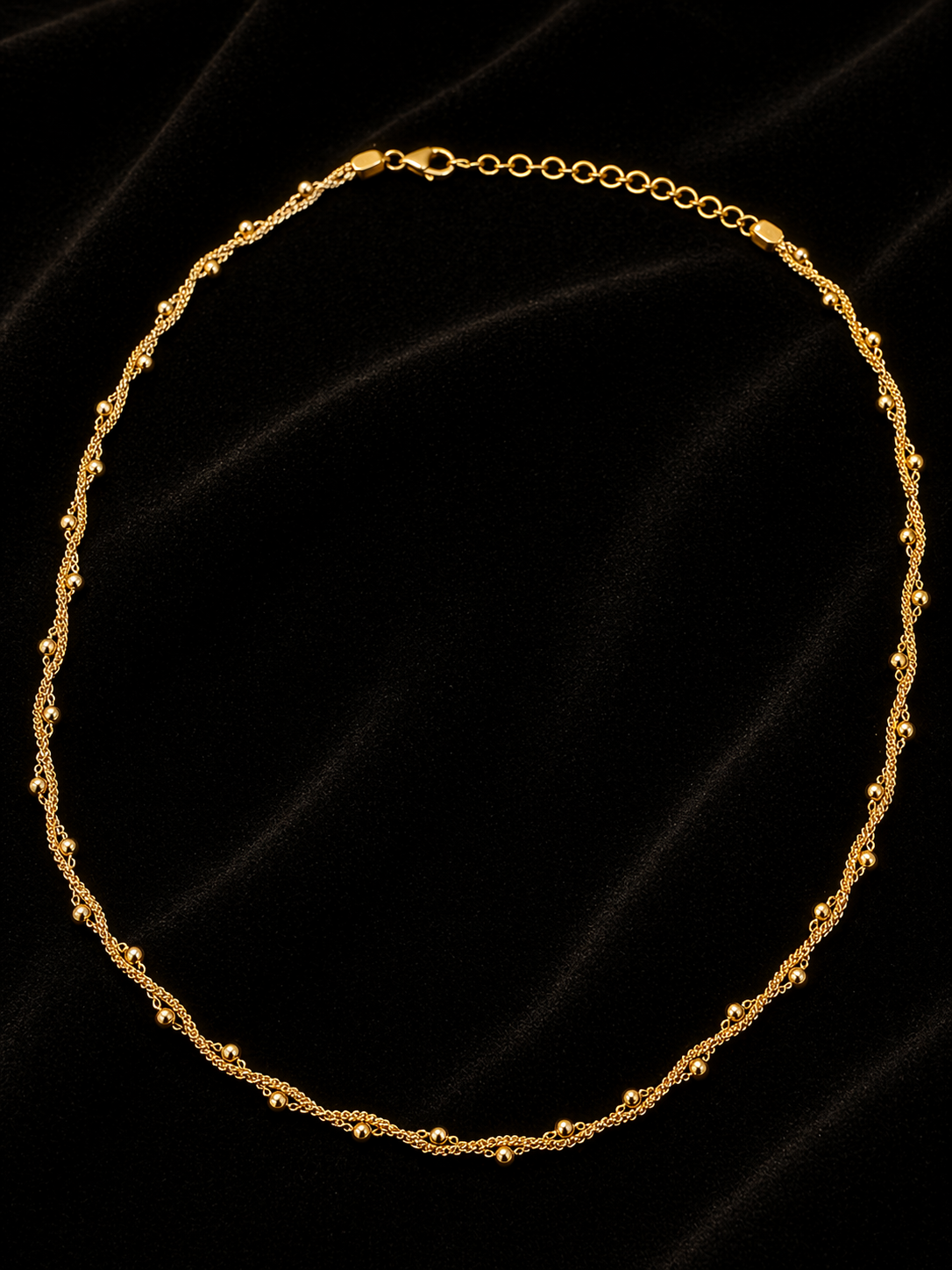 14KYGPOPCRN & TWSTD BEAD CHAIN