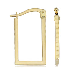 10KYG RECTANGULAR DIAMOND CUT HOOPS