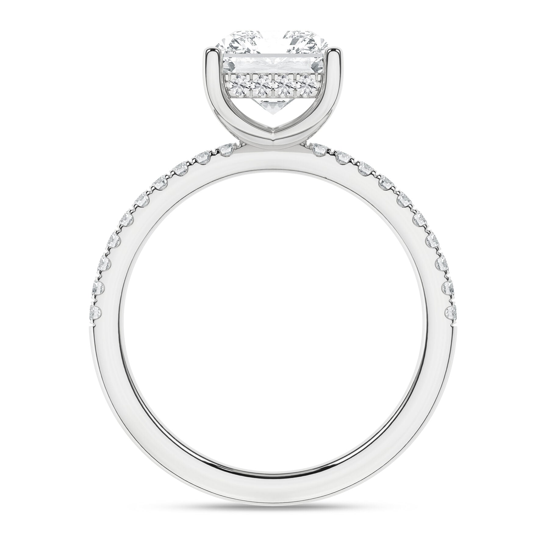 14K White Gold Hidden Halo Diamond Engagement Ring