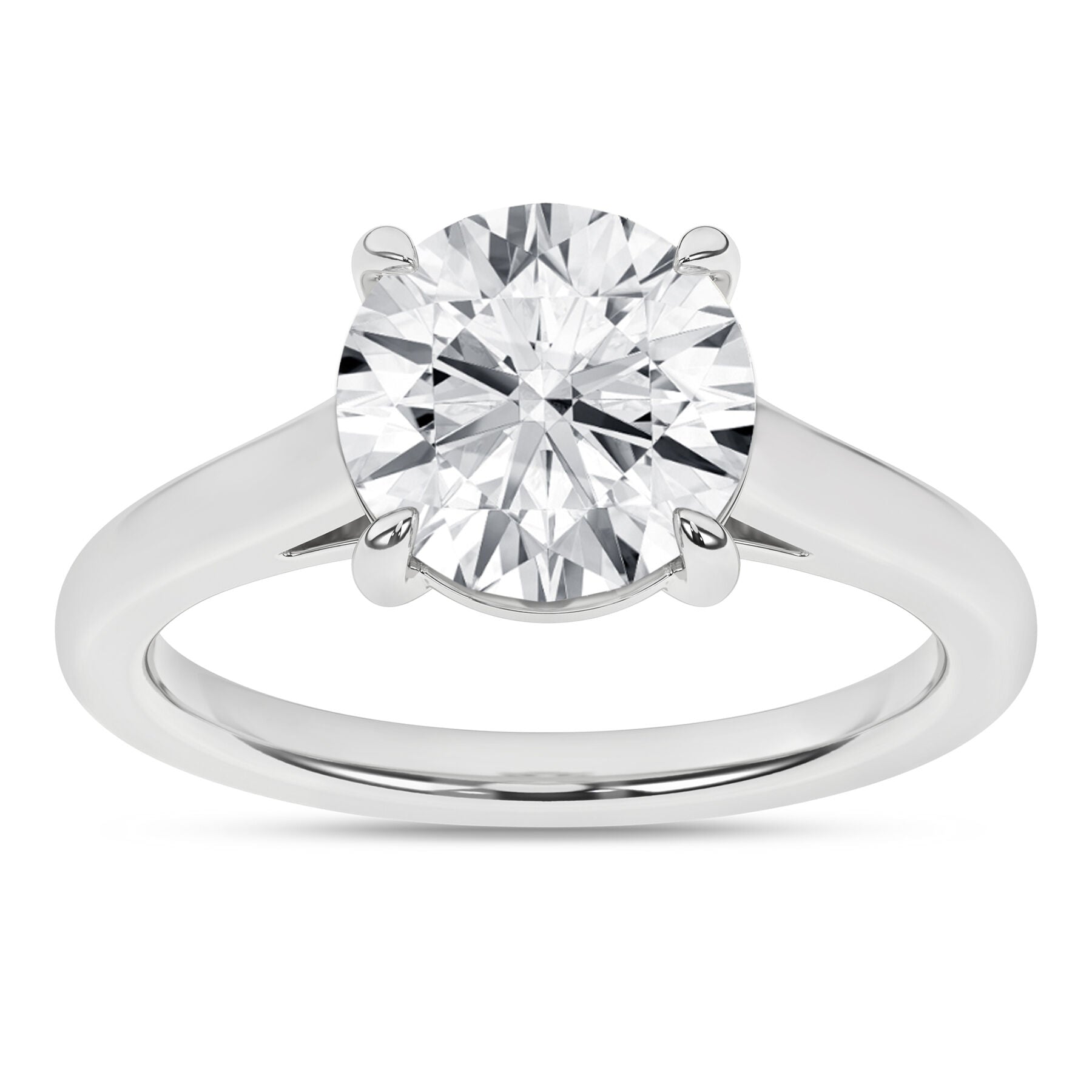 14K White Gold Round Solitaire Engagement Ring
