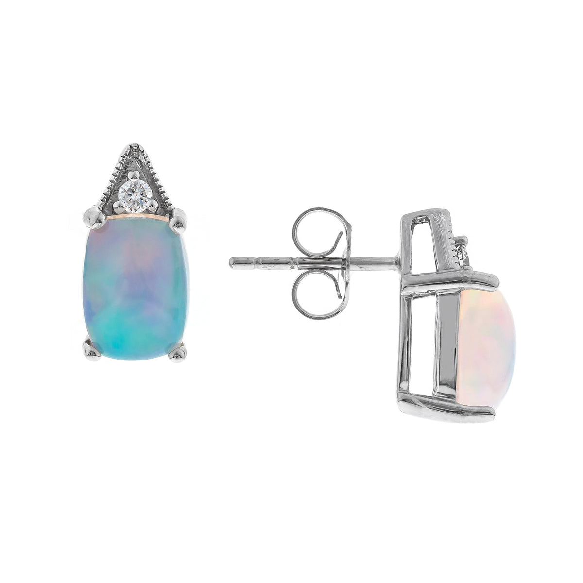 10K White Gold Ethiopian Opal Earrings