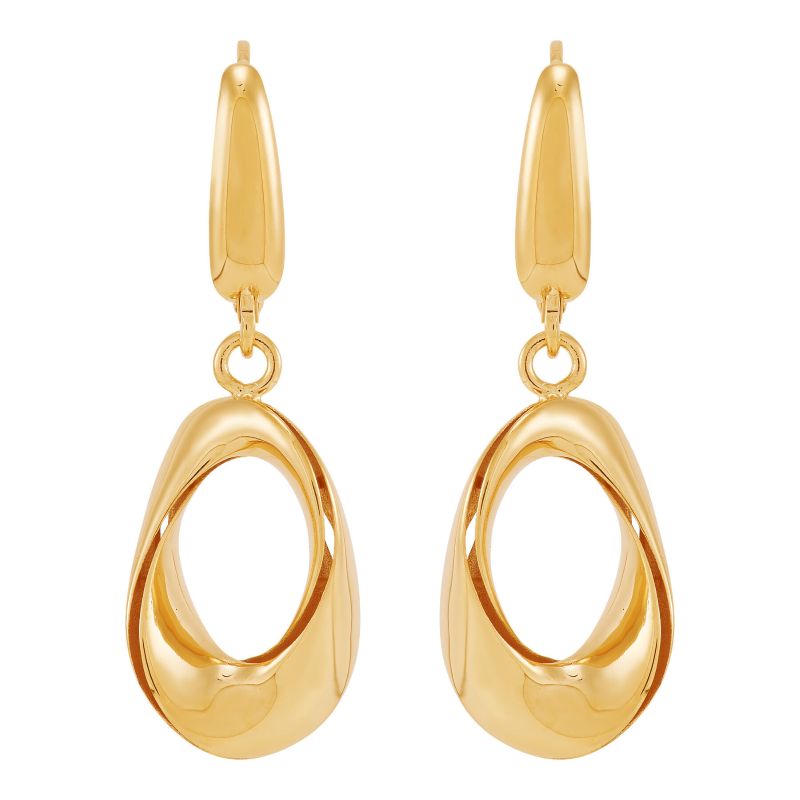 14K Yellow Gold Polished Elongated Teardrop Earrings with Leverback