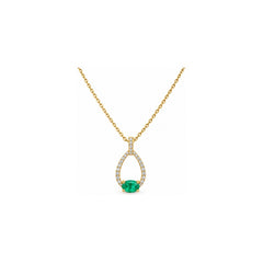 10K Yellow Gold Emerald & Diamond Pendant