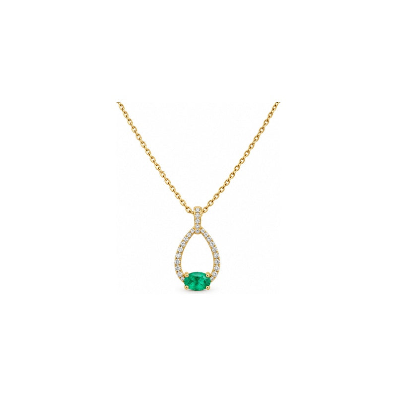 10K Yellow Gold Emerald & Diamond Pendant