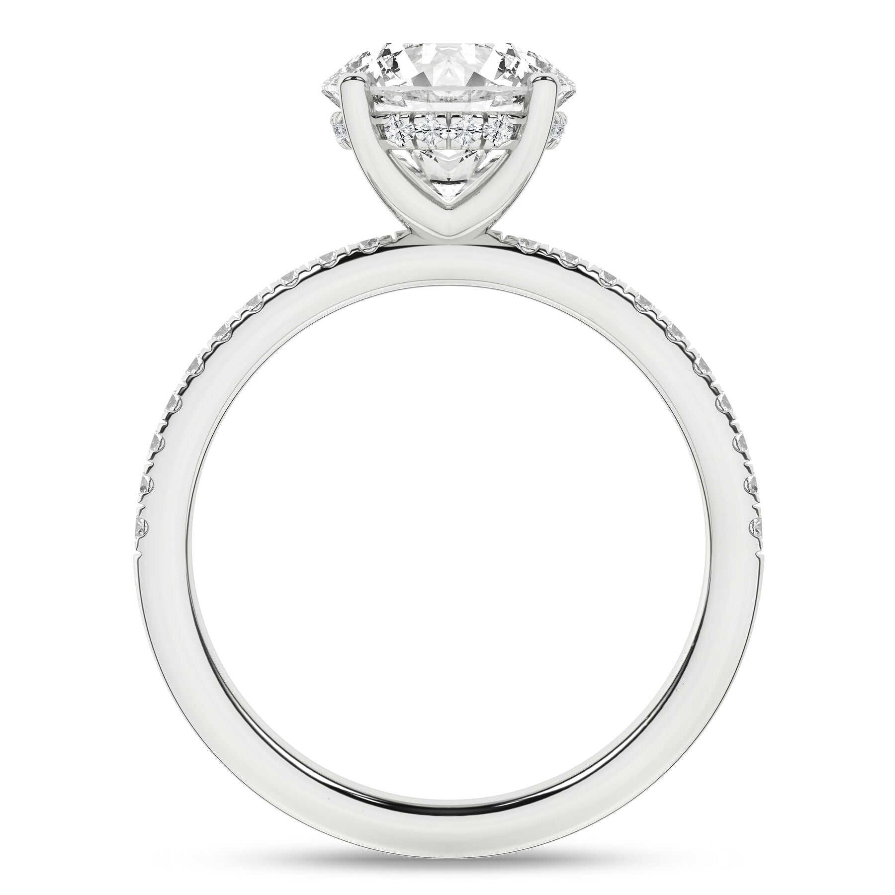 14K White Gold Diamond Engagement Ring with Hidden Halo