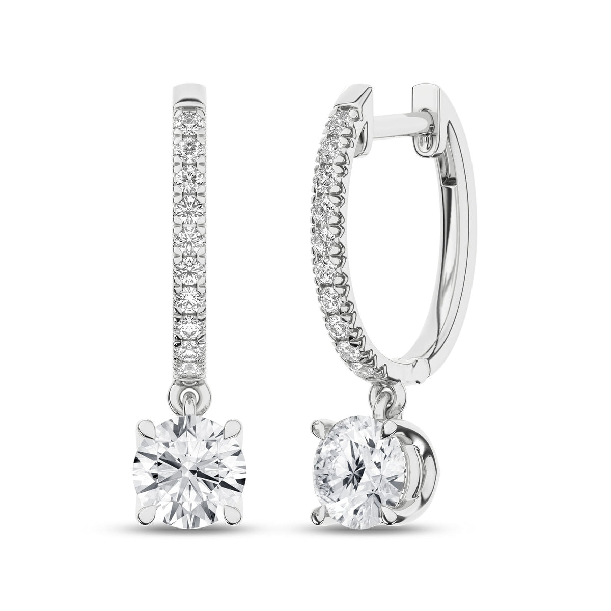 14K White Gold Drop Earrings