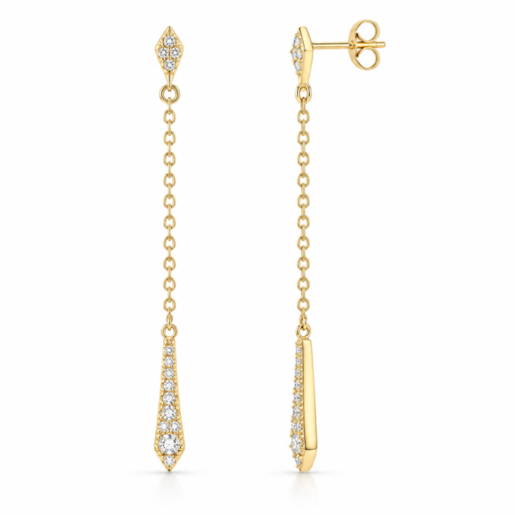 10K Yellow Gold Diamond Dangle Earrings