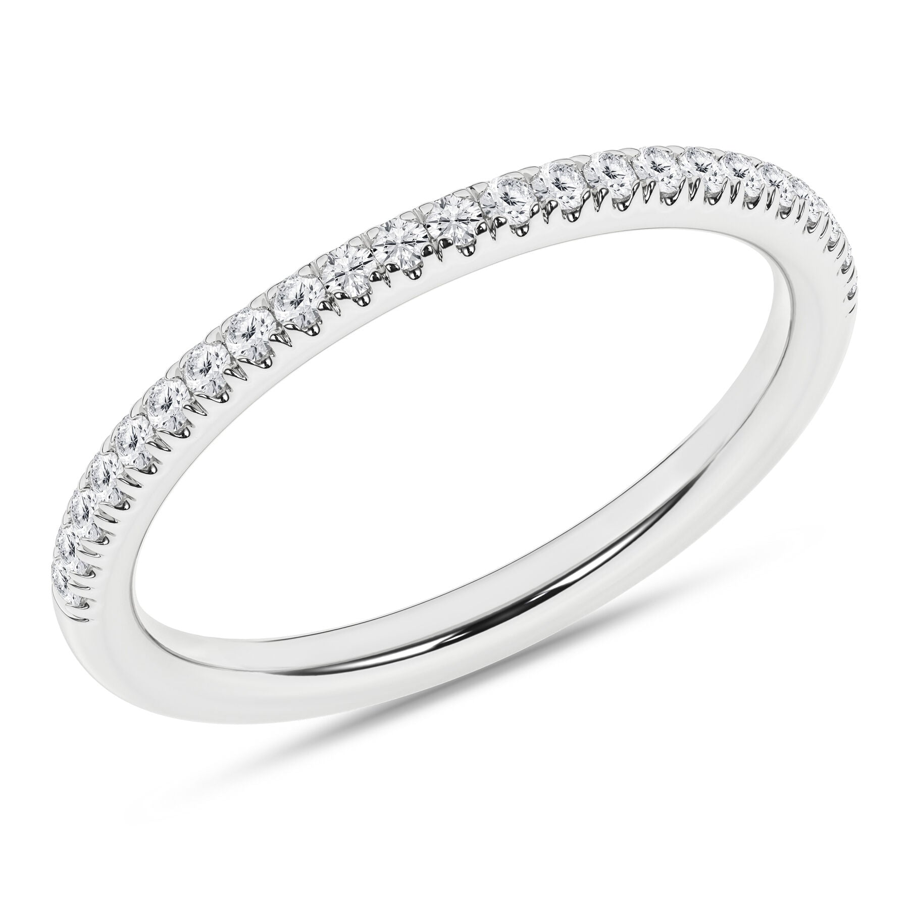 14K White Gold Diamond Wedding Band
