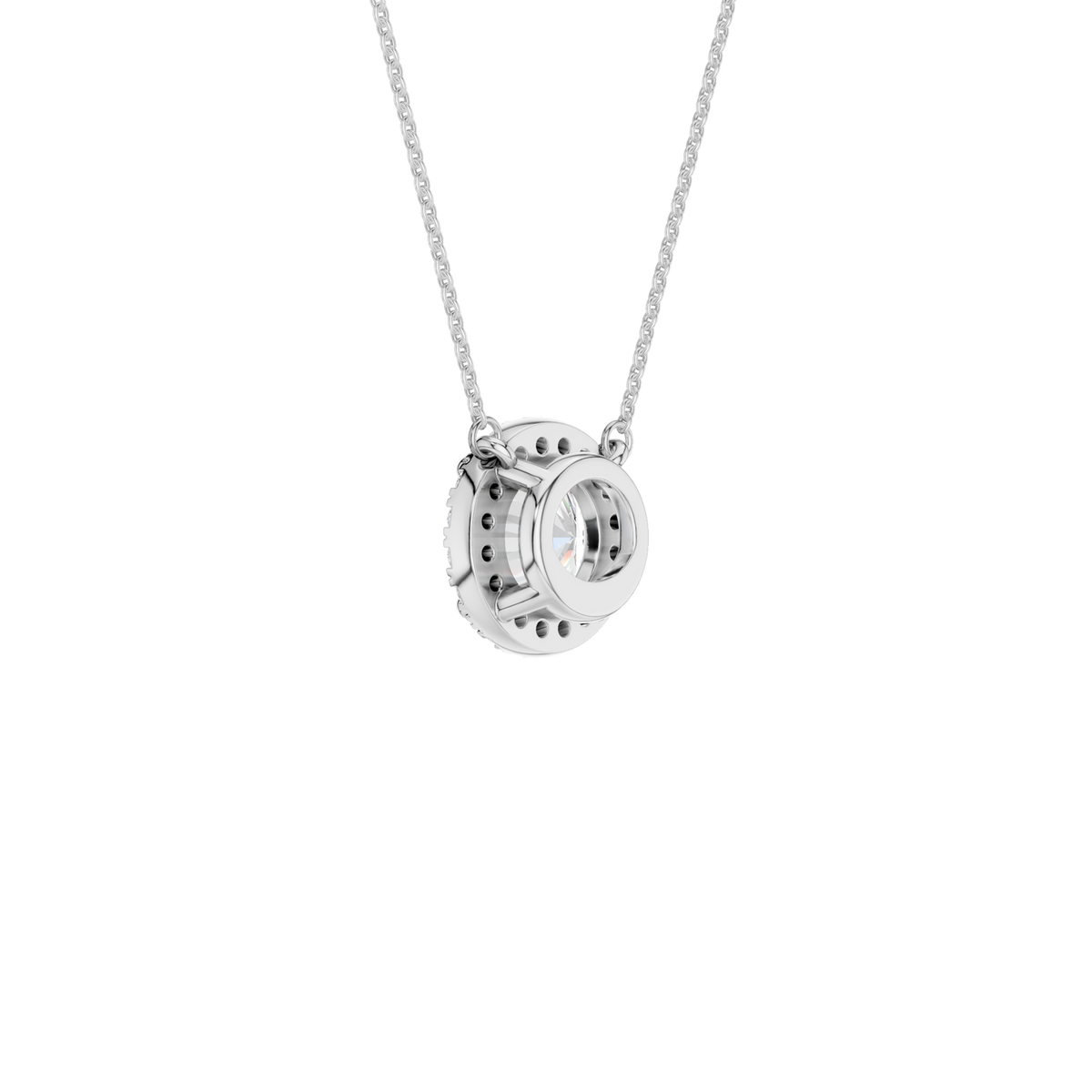 14K White Gold Diamond Pendant with Halo