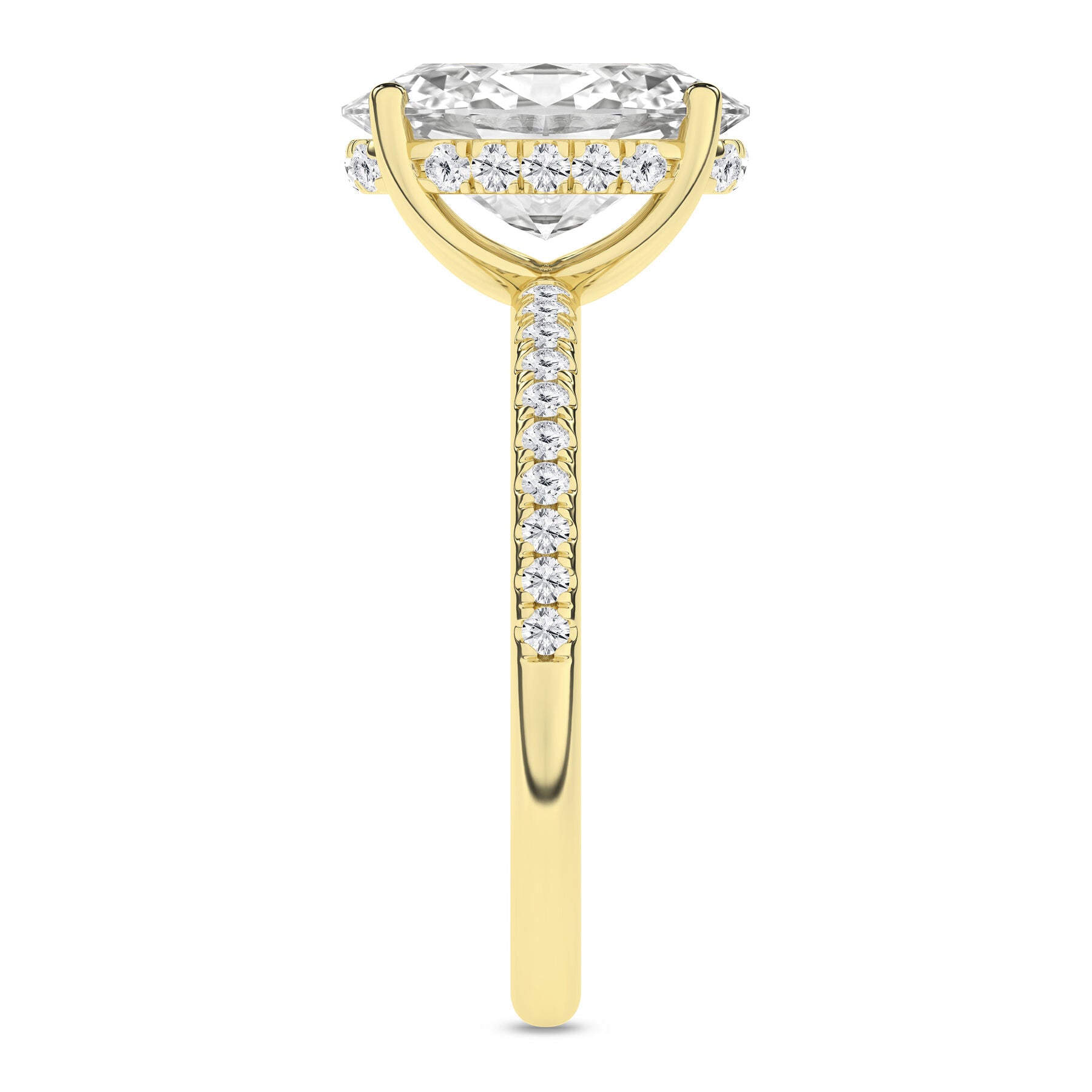 14K Yellow Gold Oval Engagement Ring with Hidden Halo