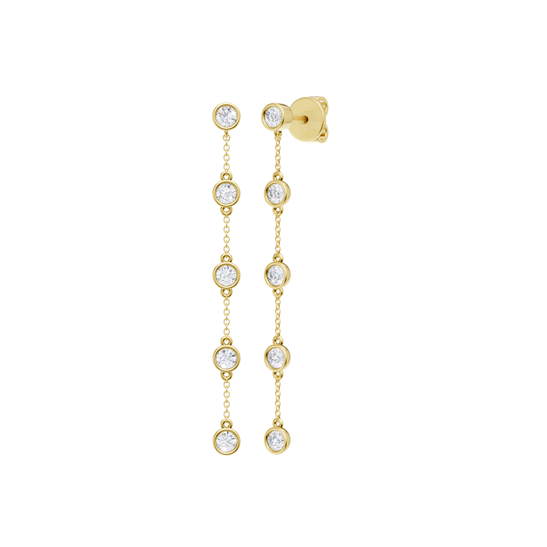 14K Yellow Gold Station Bezel-Set Earrings