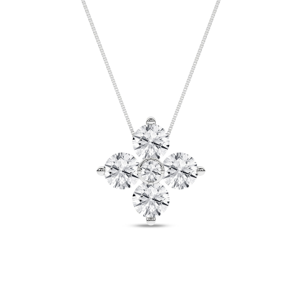 14K White Gold Flower Petals Stud Pendant