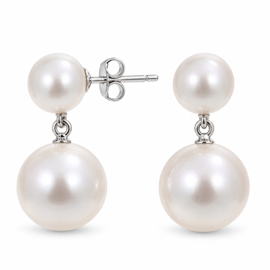 SS Two Pearl Drop Earrings