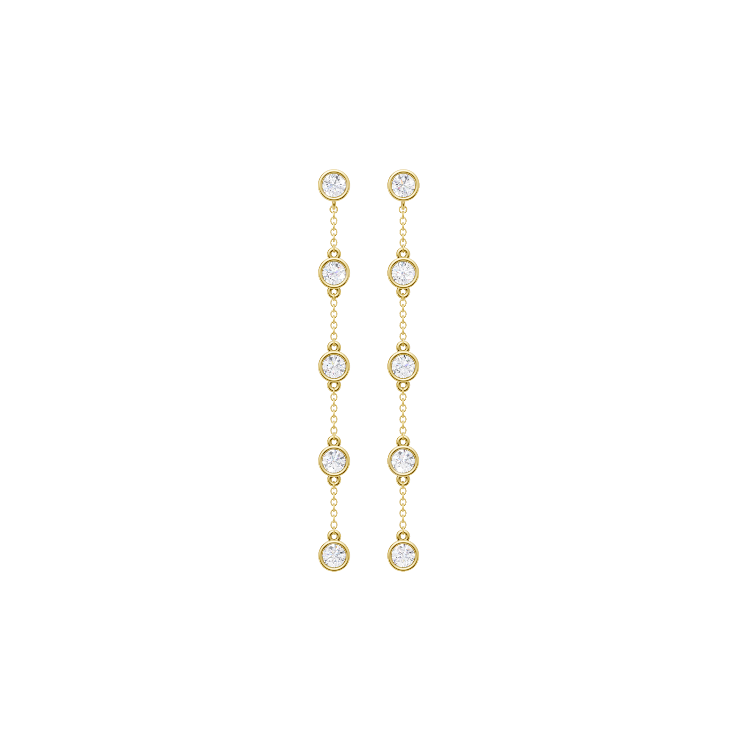 14K Yellow Gold Station Bezel-Set Earrings