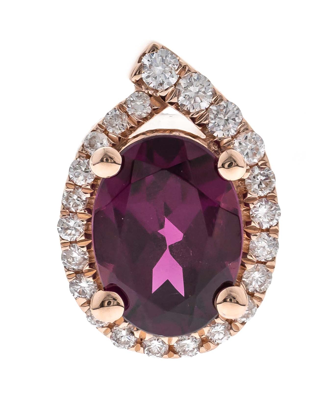 10KYG RODH GARNET & DIA OVAL PEND