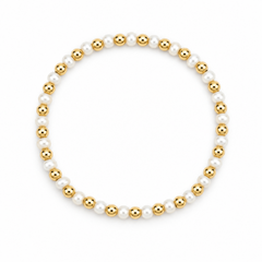 Pearl & 14kt Gold Filled Harmony Gemstone Bead Bracelet - 4MM