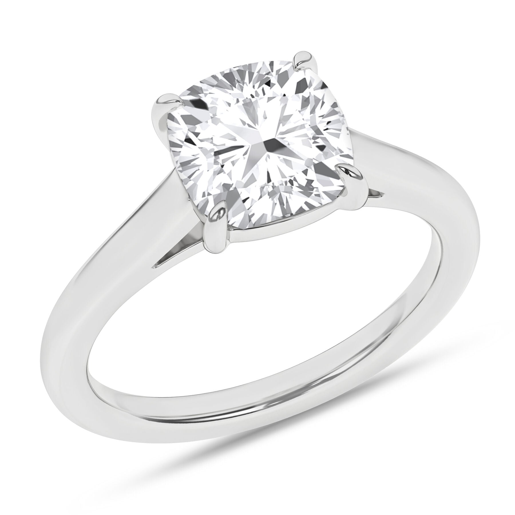 14: White Gold Cushion Cut Solitaire Engagement Ring