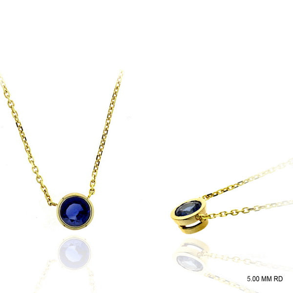 18K Yellow Gold Bezel Set Sapphire Pendant