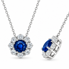 14K White Gold Sapphire and Diamond Pendant