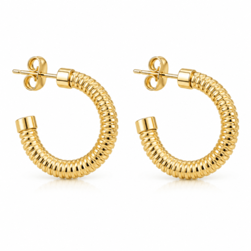 14K Yellow Gold 5mm Toboggan Hoop Earrings