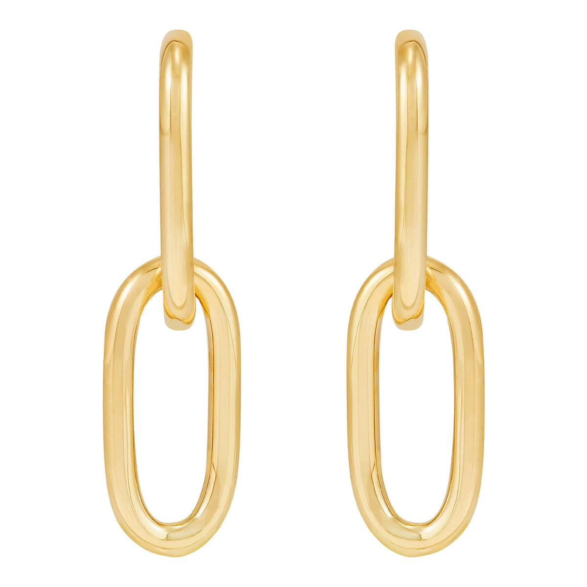 14K Yellow Gold Pol Doorknocker Oval Link Drop Earrings