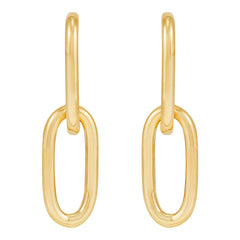 14K Yellow Gold Pol Doorknocker Oval Link Drop Earrings