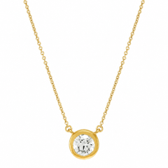 14K Yellow Gold Lab-Grown 1CT Round Diamond Bezel Necklace