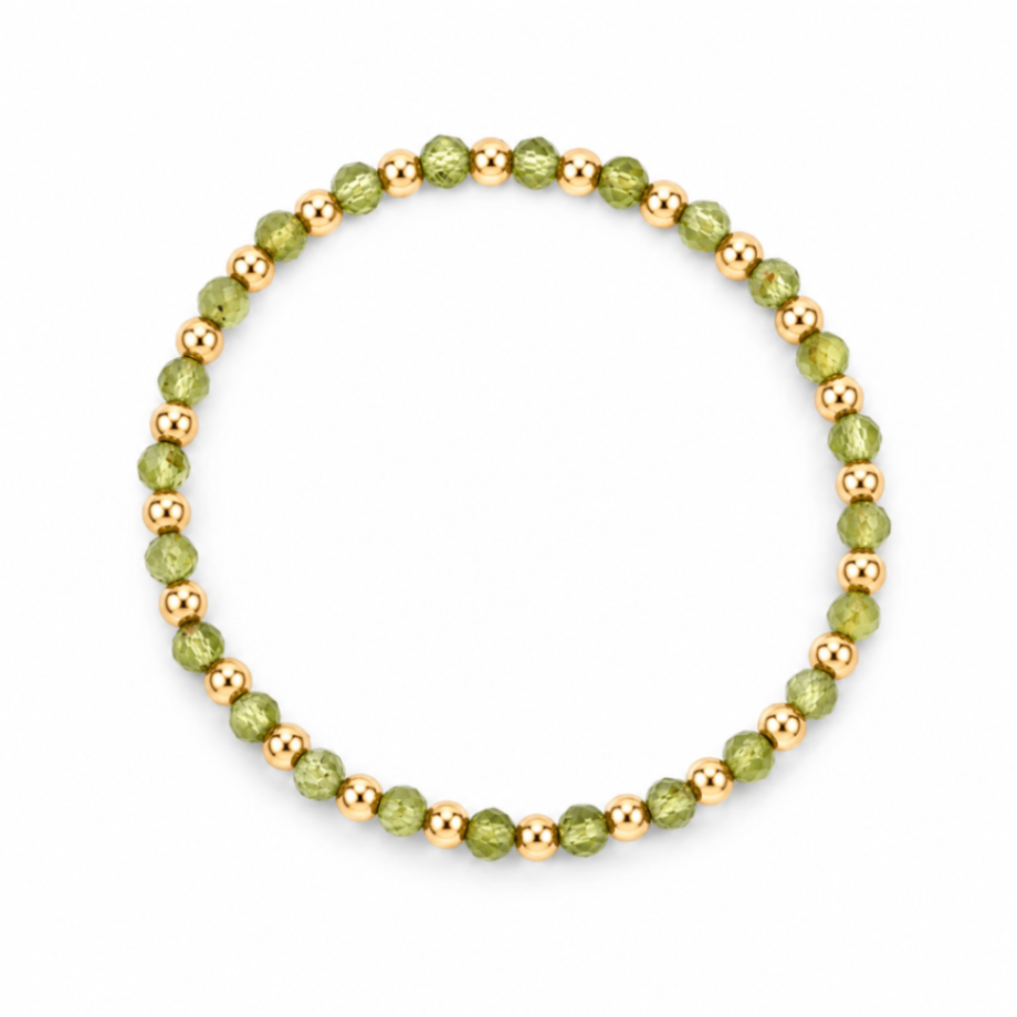 Peridot & 14kt Gold Filled Harmony Gemstone Bead Bracelet - 4MM