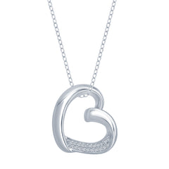 Sterling Silver Diamond Open Heart Pendant