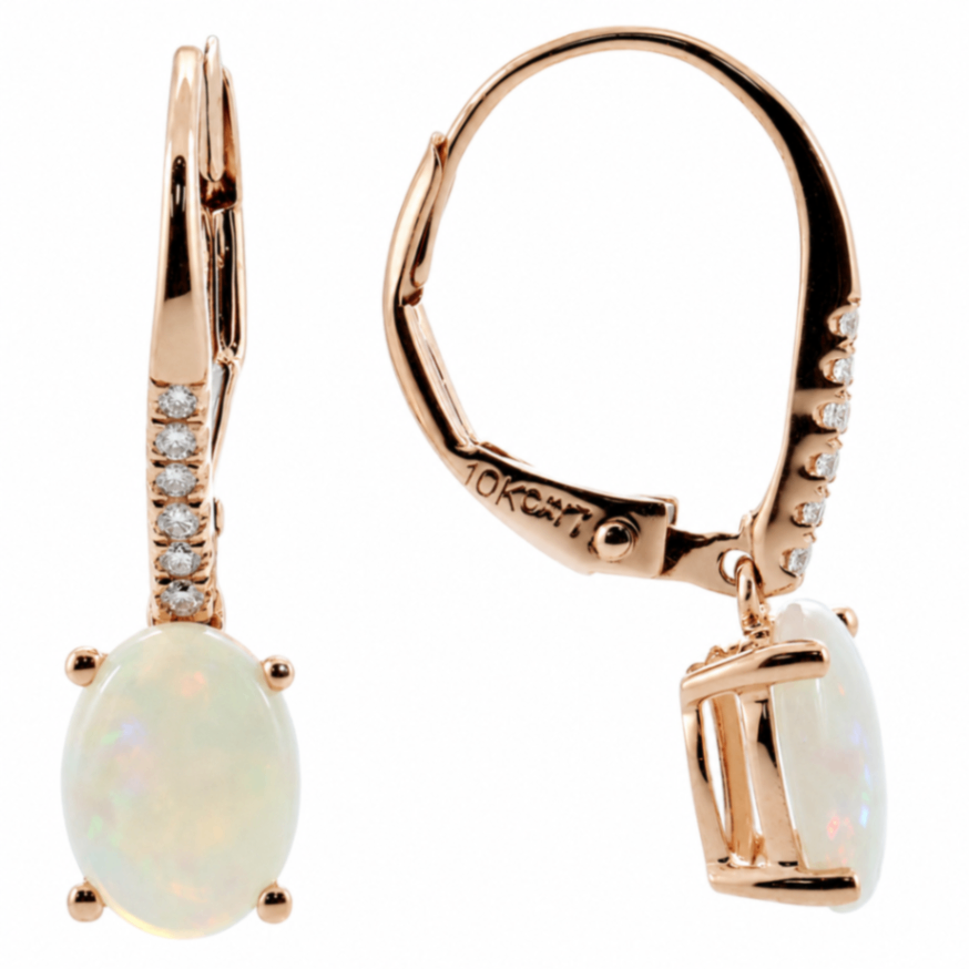 10K Rose Gold Australian Opal Earrings
