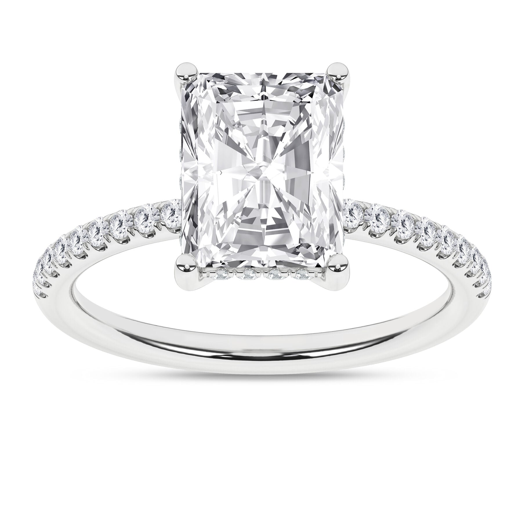 14K White Gold Hidden Halo Diamond Engagement Ring