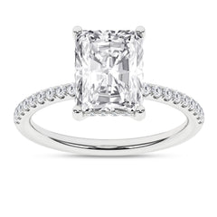 14K White Gold Hidden Halo Diamond Engagement Ring