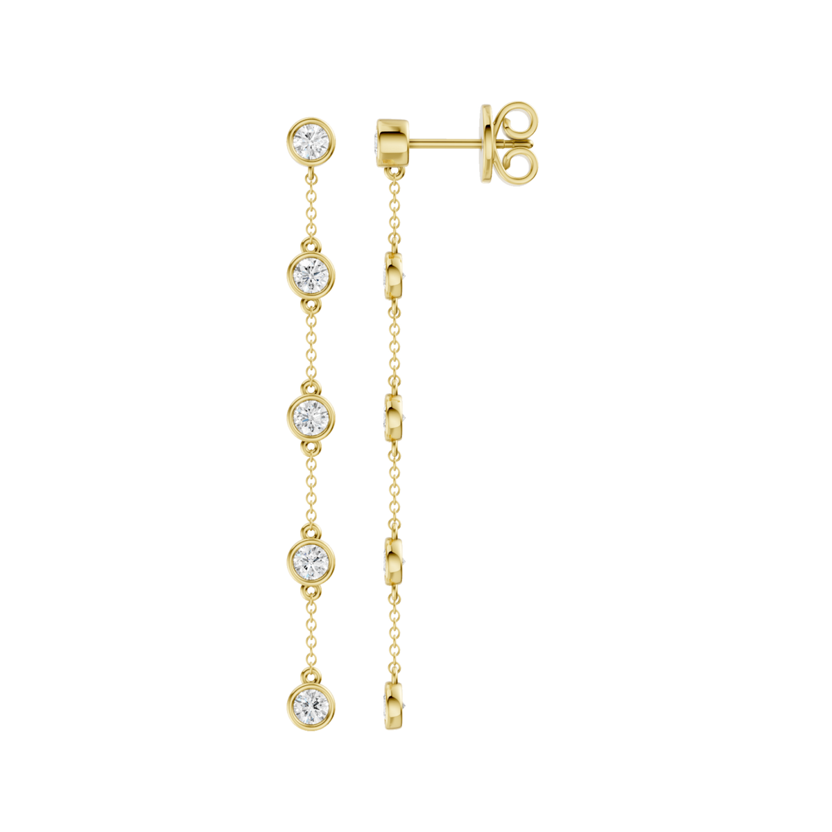 14K Yellow Gold Station Bezel-Set Earrings
