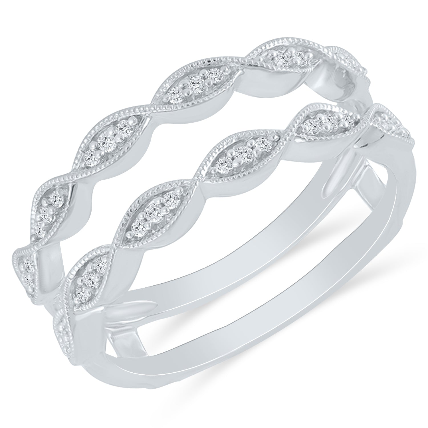 14KWG TWIST BAND INSERT RING D=.15CTTW