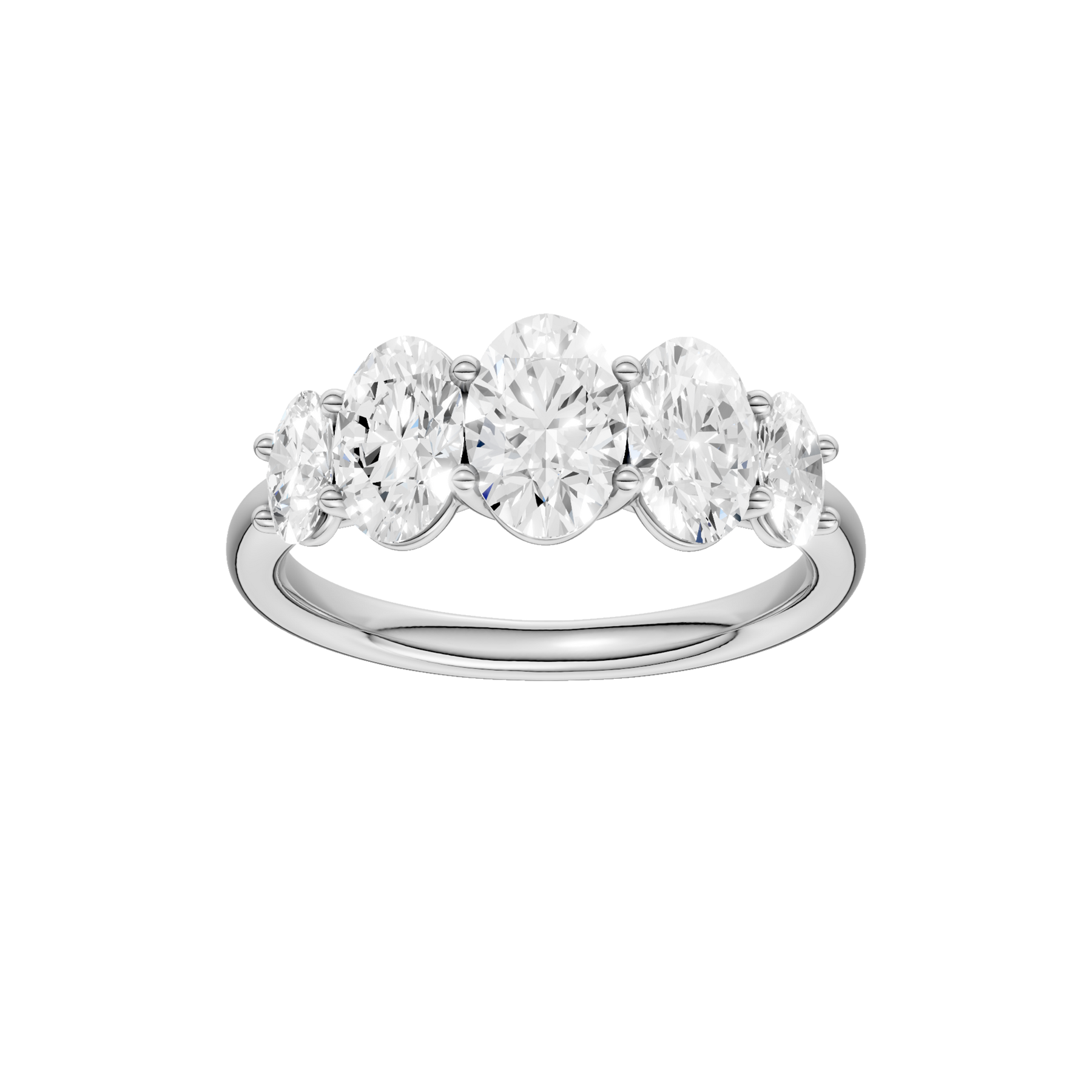 14K White Gold Graduated 5-Stone Band