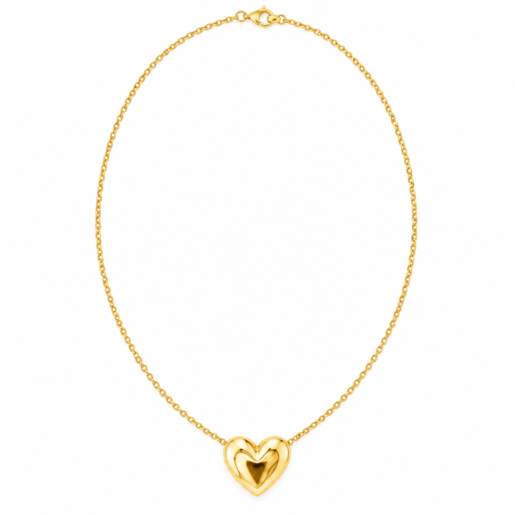 14K Yellow Gold Polished Heart Pendant Necklace