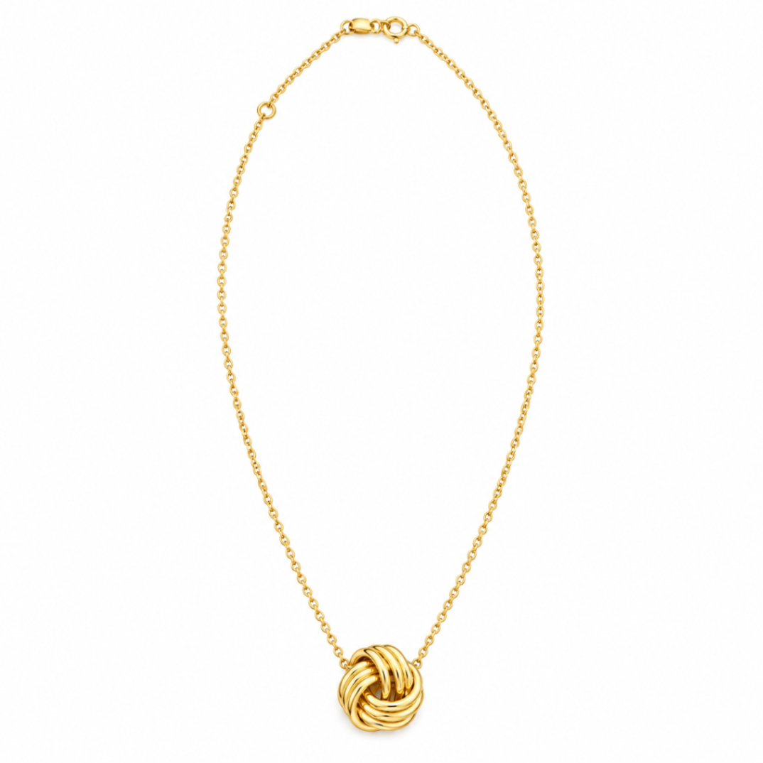 14K Yellow Gold Polished Love Knot Pendant Necklace