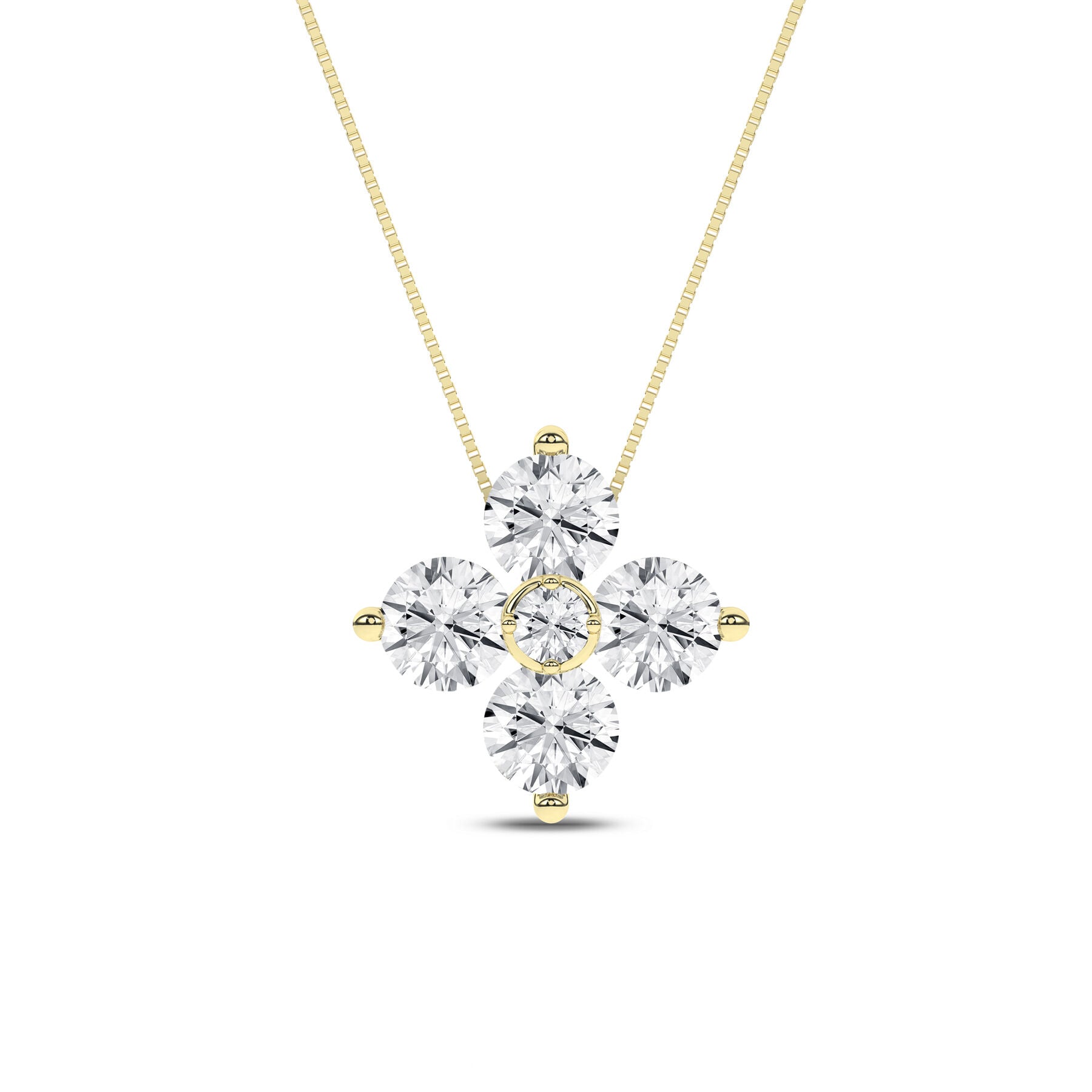 14K Yellow Gold Floral Petals Stud Pendant