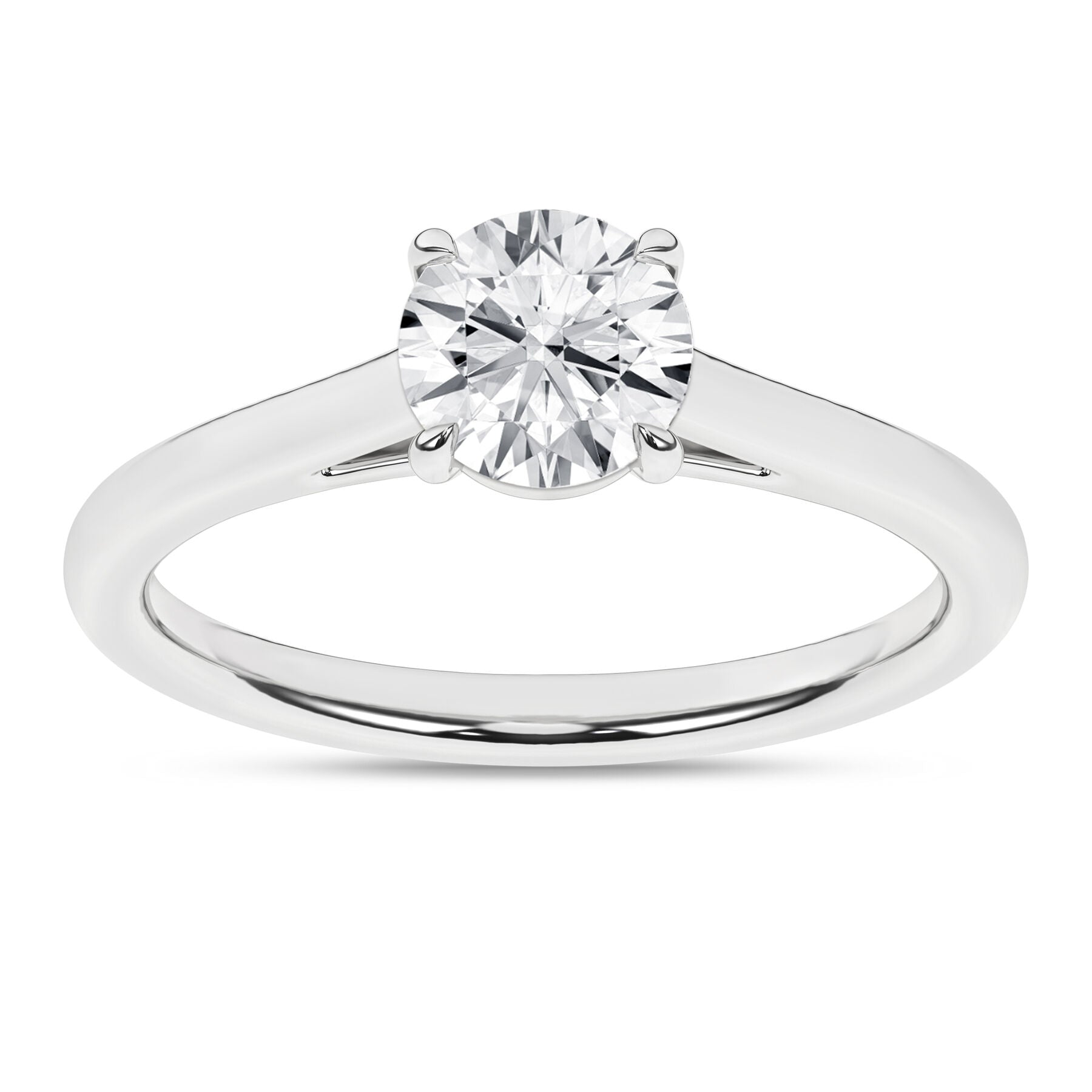 14K White Gold Solitaire Diamond Engagement Ring