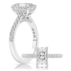 14K White Gold 100-Facet Radiant Diamond Engagement Ring