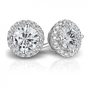 Phantom Round Stud Diamond Earrings 1.99 CT TW 18K White Gold