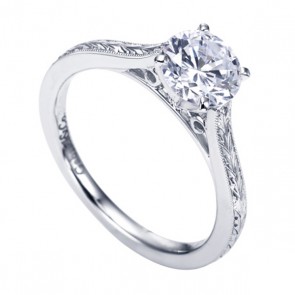 Gabriel & Co White Gold Victorian Solitaire Engagement Ring