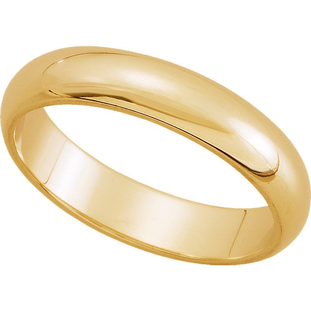 High Polish 14k Yellow Gold Comfort-Fit Band 4mm Plain Wedding Ring for Women