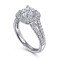 14kw .78ct Dia Semi-Mount    Topped by a lavish cushion shaped halo  this 0.78ct diamond engagement ring is an unparalleled showcase for your chosen 1ct round center stone. The 14K white gold shank features two strands of delicate pavé diamonds t