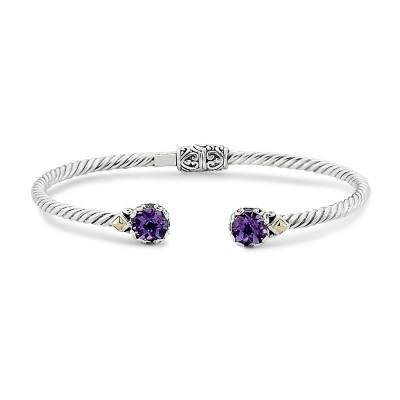 Ss/18k Amethyst Twisted Cable Bangle