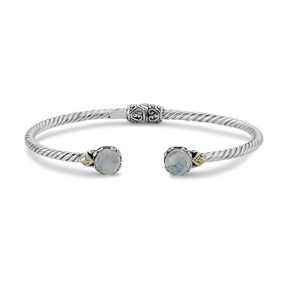 Ss/18k Rainbow Moonstone Twisted Cable Bangle