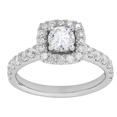 Lab Grown - 14Kw 1.25Cttw Sq. Halo Diamond Engagement Ring  1Rd=..50 G VS2  Igi Cert Lg11333317